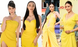 Dàn Hoa, Á hậu cùng diện sắc vàng khoe body nóng bỏng trên thảm đỏ thời trang 