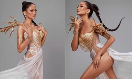 H'Hen Niê diện váy dát vàng xuyên thấu, khoe đường cong đẹp tựa 'vệ nữ' 