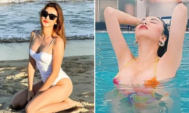 Huyền My, Diễm Hương khoe dáng 'bỏng mắt' với áo tắm ngày đầu năm mới 2021 