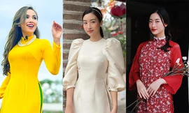 Ngắm loạt áo dài vừa nền nã vừa xinh đẹp của dàn hoa hậu, á hậu dịp Tết Tân Sửu 