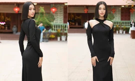 Diện đầm đen bó sát, Hoa hậu Tiểu Vy khoe đường cong uốn lượn ngày càng quyến rũ