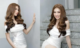 Á hậu Ngọc Thảo diện váy xẻ khoe đôi chân dài 1m11 