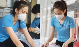 Hoa hậu Đỗ Thị Hà giản dị trong màu áo xanh, đi cứu trợ người nghèo sau mùa dịch ở TP. HCM