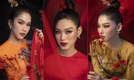 Hoa hậu Đỗ Thị Hà, Á hậu Phương Anh-Ngọc Thảo hóa 'mỹ nhân cổ trang' trong bộ ảnh Tết