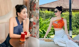Á hậu Thanh Tú khoe eo 'con kiến' nóng bỏng, Hà Kiều Anh mặc váy yếm vai trần nuột nà