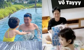 Thực hiện thử thách với con gái, danh hài Trường Giang lần đầu để lộ gương mặt bé Destiny