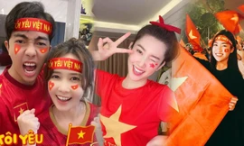 Dàn Hoa hậu, Á hậu nô nức cổ vũ, vỡ òa khi đội tuyển Việt Nam thắng 2-1 trước ĐT Malaysia