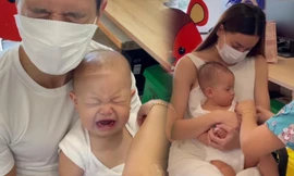 Leon khóc lớn, Lisa giữ vững phong độ điềm tĩnh khi được bố Kim mẹ Hà đưa đi tiêm phòng