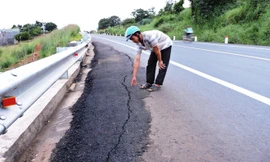 Đoạn bị rạn lún tại thôn Bắc Sơn