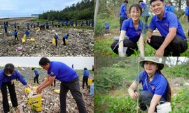Tuổi trẻ Nam Định thu gom rác thải, làm sạch biển 