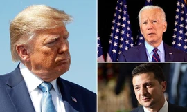 Nội dung cuộc điện đàm xác nhận, Tổng thống Mỹ Trump (trái) đã yêu cầu người đồng cấp Ukraina (ảnh dưới góc phải) điều tra ông Biden (ảnh nhỏ, trên). Ảnh: Reuters, AP