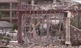 Hiện trường tan hoang của vụ nổ. Ảnh chụp màn hình