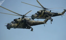 Trực thăng Mi-24 tham gia tập trận chung. Ảnh: Sputnik