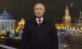 Tổng thống Nga Vladimir Putin phát biểu năm mới trên truyền hình. 