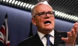 Ông Scott Morrison đã tổ chức cuộc họp báo lớn đầu tiên kể từ khi đảng của ông bị loại khỏi chính phủ vào tháng 5. Ảnh: DW