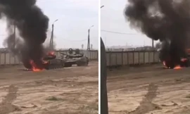 Xe tăng T-72 của Nga bốc cháy khi tập trận