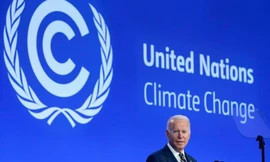 Tổng thống Mỹ Joe Biden phát biểu trong ngày họp đầu tiên của Hội nghị Thượng đỉnh Khí hậu ở Glasgow hôm 1/11. Ảnh: AP.