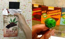 Bánh socola và kẹo mút cần sa được rao bán trên mạng xã hội. 