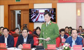 Thiếu tướng Nguyễn Duy Ngọc - Thứ trưởng Bộ Công an phát biểu tại hội thảo. 