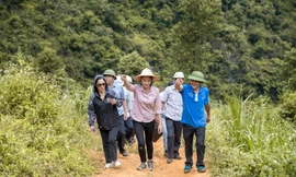 Hoa hậu Lương Thuỳ Linh mang 700 tấn vật liệu làm đường lên núi