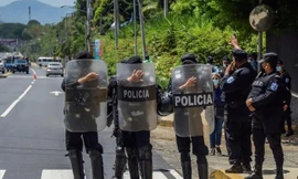 Cảnh sát chống bạo động Nicaragua hồi năm 2021. Ảnh: New York Times.