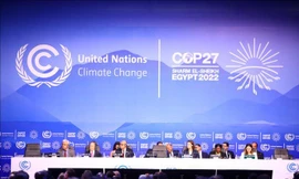 Hội nghị lần thứ 27 các bên tham gia công ước khung của Liên hợp quốc (LHQ) về biến đổi khí hậu (COP27) diễn ra tại thành phố Sharm El-Sheikh của Ai Cập từ ngày 6 - 18/11/2022. Ảnh: AFP/TTXVN