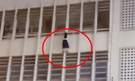 8 phút giải cứu nữ sinh đu lan can ở TP HCM