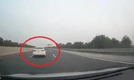 Tài xế suýt gặp họa vì ôtô dừng giữa cao tốc Hà Nội - Hải Phòng