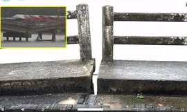 Hãi hùng dân liều mạng qua lại trên cầu sụt lún, như gãy làm đôi