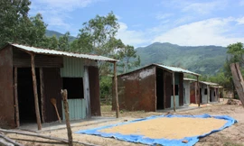 Dãy nhà tạm bợ được dựng vội để chờ đền bù Ảnh: Nam Cường