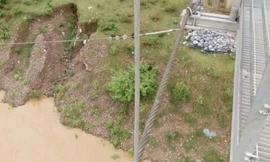 Khu vực hai cháu bé đuối nước.