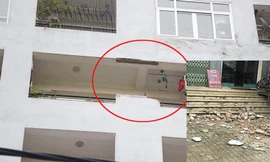 Kinh hãi vì tường chung cư bất ngờ đổ sập