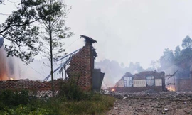 Hiện trường vụ nổ nhà máy pháo hoa ở Hồ Nam năm ngoái. 