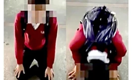 Các em học sinh lần lượt quỳ lạy xin lỗi giáo viên