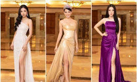 Đồng loạt diện váy xẻ cao, dàn hậu đình đám khoe chân dài tại họp báo Hoa Hậu Việt Nam