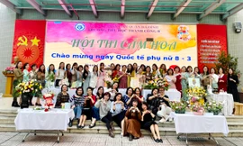 Trường Tiểu học Thành Công B mở hội thi cắm hoa, hưởng ứng ngày Quốc tế phụ nữ