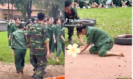 Clip nữ sinh "lăn xả" khi học quân sự gây sốt, dân mạng nể phục tinh thần quyết tâm