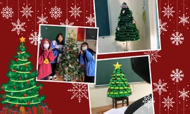 Gen Z thay áo mới lớp học mùa Giáng sinh: Cửa sổ kín sticker, dựng cây thông bằng giấy xốp