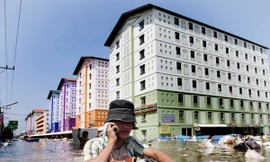 Lũ đổ về tỉnh Thammasat (Pattanapong Hirunard/Bangkok Post)