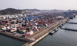 Những container hàng hóa ở một cảng biển của Trung Quốc - Ảnh: Bloomberg.