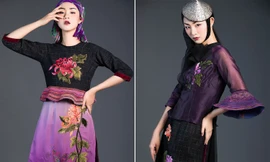 Trà My Next Top Model ma mị với bộ sưu tập áo dài chất liệu thổ cẩm