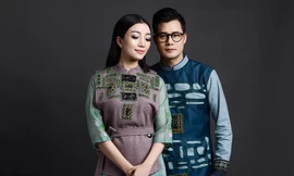 Quang Dũng bất ngờ làm người mẫu áo dài bên Phạm Thu Hà