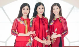 Á hậu Phương Nga mặc áo dài thổ cẩm, đọ sắc 'đàn chị' Ngọc Hân