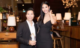 Á hậu Hoàng Thuỳ gợi cảm hội ngộ 'hoàng tử xiếc' Quốc Nghiệp