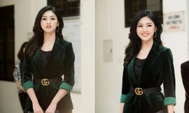 Á hậu Thanh Tú khoe sắc với vest nhung cực chất