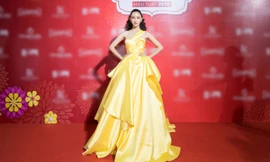 Hà Thu mặc đẹp nhất Hội Xuân nghệ sĩ với bộ váy vàng rực khoe vai trần 