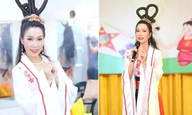 Á hậu Trịnh Kim Chi mặc cổ trang, hoá chị Hằng trong đêm rằm Trung thu