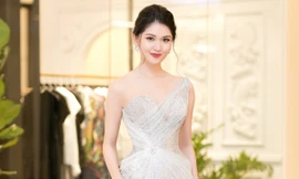 Á hậu Thuỳ Dung khoe vai trần gợi cảm, duyên dáng làm MC