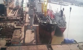 Khu vực xảy ra vụ nổ tàu tại Công ty đóng tàu Phà Rừng.