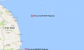 Khu vực bị nạn của các tàu đang cần trợ giúp khẩn cấp 